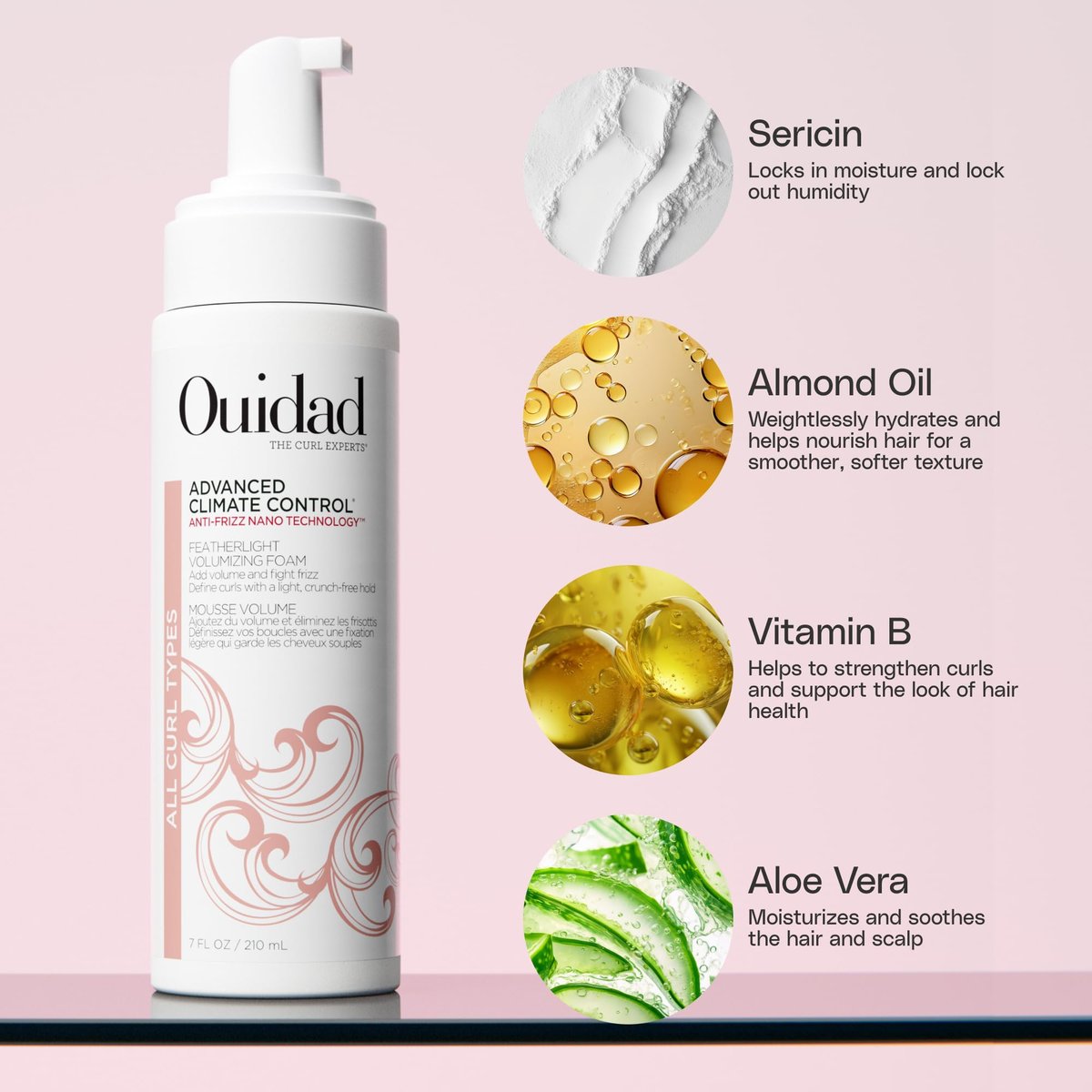 Ouidad Advanced Climate Control Volumizing Foam - Lightweight Anti-Frizz Styling Foam for All Curl Types, 7 fl oz - görsel 6