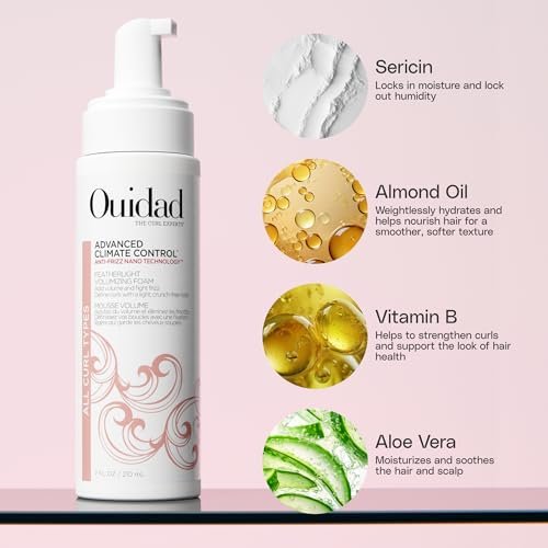 Ouidad Advanced Climate Control Volumizing Foam - Lightweight Anti-Frizz Styling Foam for All Curl Types, 7 fl oz - görsel 5