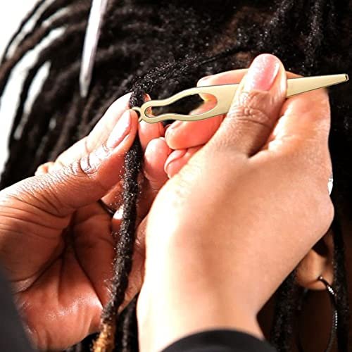 8 Pcs Interlocking Tool for Locs & Storage Velvet Bag – Dreadlock Crochet Needle for Hair Tightening, Loc Accessories for Sisterlocks – Gold Aluminum - görsel 8
