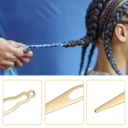 8 Pcs Interlocking Tool for Locs & Storage Velvet Bag – Dreadlock Crochet Needle for Hair Tightening, Loc Accessories for Sisterlocks – Gold Aluminum