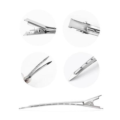 30 Packs Duck Bill Hair Clips - Rustproof Metal Alligator Curl Clips for Hair Styling, Coloring, and Sectioning - 3.5 Inches Silver
