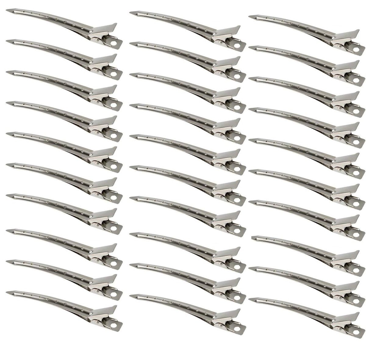 30 Packs Duck Bill Hair Clips - Rustproof Metal Alligator Curl Clips for Hair Styling, Coloring, and Sectioning - 3.5 Inches Silver - görsel 1