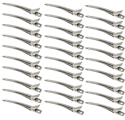 30 Packs Duck Bill Hair Clips - Rustproof Metal Alligator Curl Clips for Hair Styling, Coloring, and Sectioning - 3.5 Inches Silver