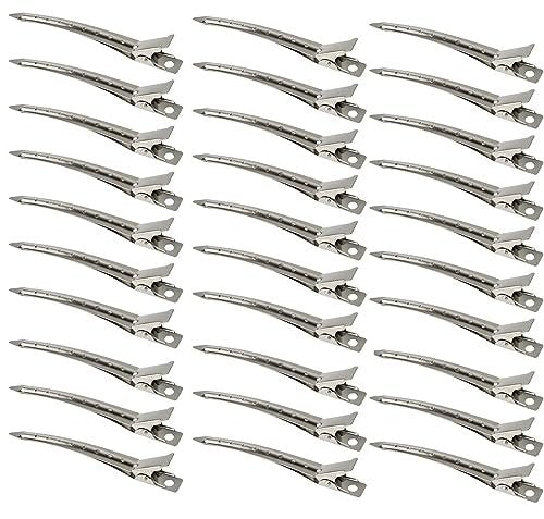 30 Packs Duck Bill Hair Clips - Rustproof Metal Alligator Curl Clips for Hair Styling, Coloring, and Sectioning - 3.5 Inches Silver - görsel 2