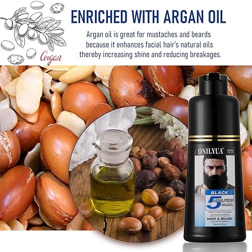 Men's Long-Lasting Black Hair Dye & Root Touch Up for Gray Coverage - 5 Minute Natural Beard & Mustache Coloring Shampoo 3-in-1 Avelisse