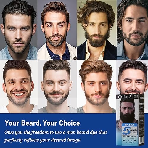 Men's Long-Lasting Black Hair Dye & Root Touch Up for Gray Coverage - 5 Minute Natural Beard & Mustache Coloring Shampoo 3-in-1 Avelisse