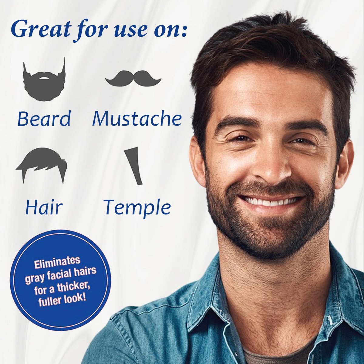 Men's Long-Lasting Black Hair Dye & Root Touch Up for Gray Coverage - 5 Minute Natural Beard & Mustache Coloring Shampoo 3-in-1 Avelisse
