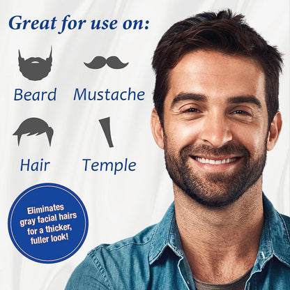 Men's Long-Lasting Black Hair Dye & Root Touch Up for Gray Coverage - 5 Minute Natural Beard & Mustache Coloring Shampoo 3-in-1 Avelisse