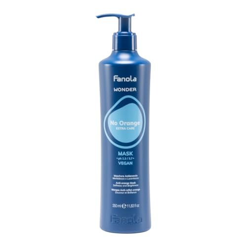 Fanola Wonder No Orange Color Depositing Hair Mask - Neutralizing Blue Toner for Orange Brassy Hair - Deep Conditioning Vegan Formula (11.83 oz) Avelisse