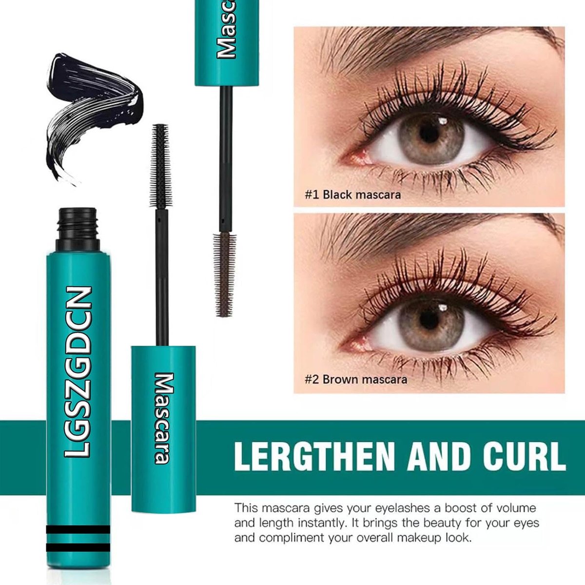 LGSZGDCN Sensational Washable Mascara – Black Liquid Extensions, Long-Lasting, Thick, Waterproof & Smudge-Proof, Hypoallergenic, 0.38 Fl Oz - görsel 5