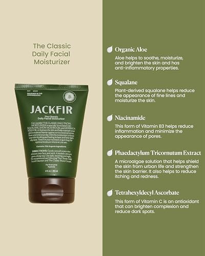 Jackfir The Classic Daily Facial Moisturizer for Men - Natural Face Cream with Aloe, Squalane & Moringa Seed Oil - EWG Verified, Organic Ingredients, All Skin Types, 3 Fl Oz Avelisse