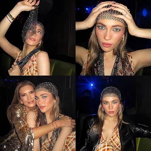 Ainvhh Rhinestone Mesh Headbands for Women – Sparkly Crystal Nightclub Hair Accessories, Stretchy Headwraps, Rave Barrettes, Glitter Hollow Out Hairbands (Pack of 2) - görsel 14