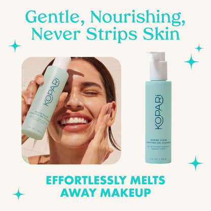 Kopari Marine Clean Purifying Gel Cleanser – Amino Acid & Vitamin B5 Infused, Gentle Gel-to-Foam Face Wash, 5 oz Avelisse