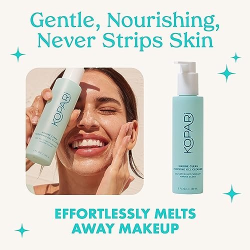 Kopari Marine Clean Purifying Gel Cleanser – Amino Acid & Vitamin B5 Infused, Gentle Gel-to-Foam Face Wash, 5 oz Avelisse