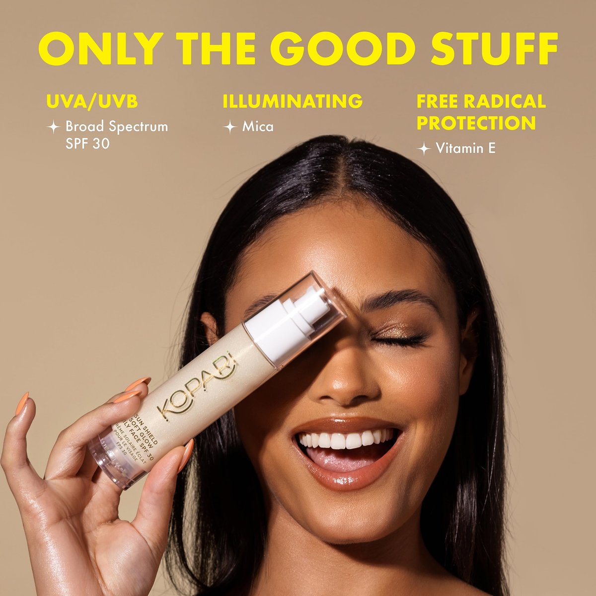 Kopari Sun Shield Soft Glow - Daily Face SPF 30, Sheer Lightweight Sunscreen, Healthy Radiant Glow, Perfect Under Makeup for Boost of Hydration, 1.5oz Avelisse