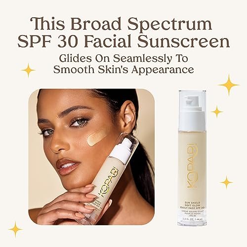 Kopari Sun Shield Soft Glow - Daily Face SPF 30, Sheer Lightweight Sunscreen, Healthy Radiant Glow, Perfect Under Makeup for Boost of Hydration, 1.5oz Avelisse