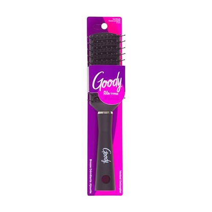 Goody Detangle It Vented Hair Brush - Quick Drying Detangler with Flexible Silicone Bristles for All Hair Types (Black)