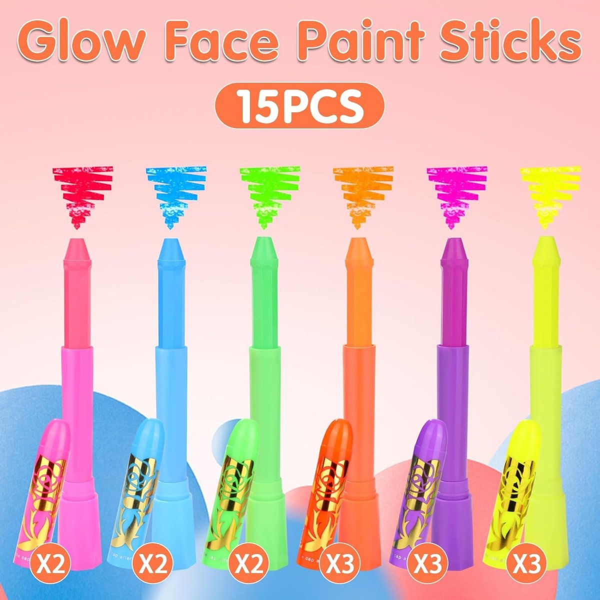 VESPRO 15 Colors Glow Body & Face Paint Set - Neon UV Body Paint for Kids & Adults, Glow in the Dark Party Supplies for Halloween, Birthday, Club, Masquerade - görsel 9