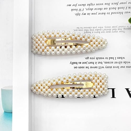 BlingKingdom 2-Pack 3.3" Snap Pearl Large Hair Clips - Elegant White & Rose Gold Hair Pins for Women, Bridesmaids, Girls - Party, Wedding & Daily Styling - görsel 12