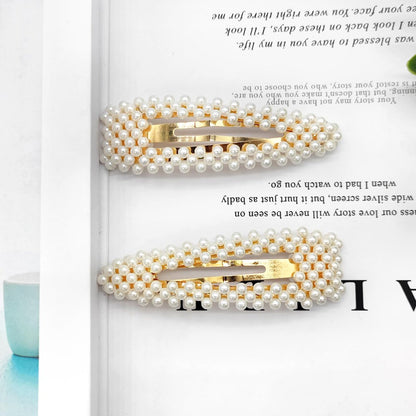 BlingKingdom 2-Pack 3.3" Snap Pearl Large Hair Clips - Elegant White & Rose Gold Hair Pins for Women, Bridesmaids, Girls - Party, Wedding & Daily Styling