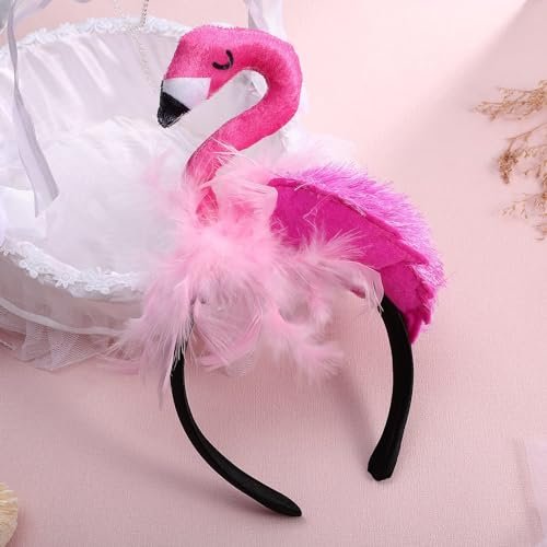 CARMELIT Creative Flamingo Hat - Pink Flamingo Headband Hair Tropical Accessories Flamingo Party Supplies Cute Flamingo Costume for Women - görsel 10
