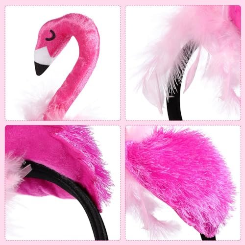 CARMELIT Creative Flamingo Hat - Pink Flamingo Headband Hair Tropical Accessories Flamingo Party Supplies Cute Flamingo Costume for Women - görsel 6