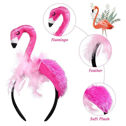CARMELIT Creative Flamingo Hat - Pink Flamingo Headband Hair Tropical Accessories Flamingo Party Supplies Cute Flamingo Costume for Women