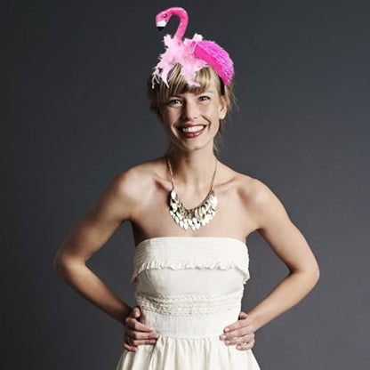 CARMELIT Creative Flamingo Hat - Pink Flamingo Headband Hair Tropical Accessories Flamingo Party Supplies Cute Flamingo Costume for Women
