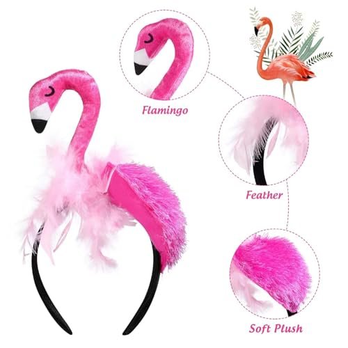CARMELIT Creative Flamingo Hat - Pink Flamingo Headband Hair Tropical Accessories Flamingo Party Supplies Cute Flamingo Costume for Women - görsel 12