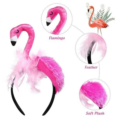 CARMELIT Creative Flamingo Hat - Pink Flamingo Headband Hair Tropical Accessories Flamingo Party Supplies Cute Flamingo Costume for Women