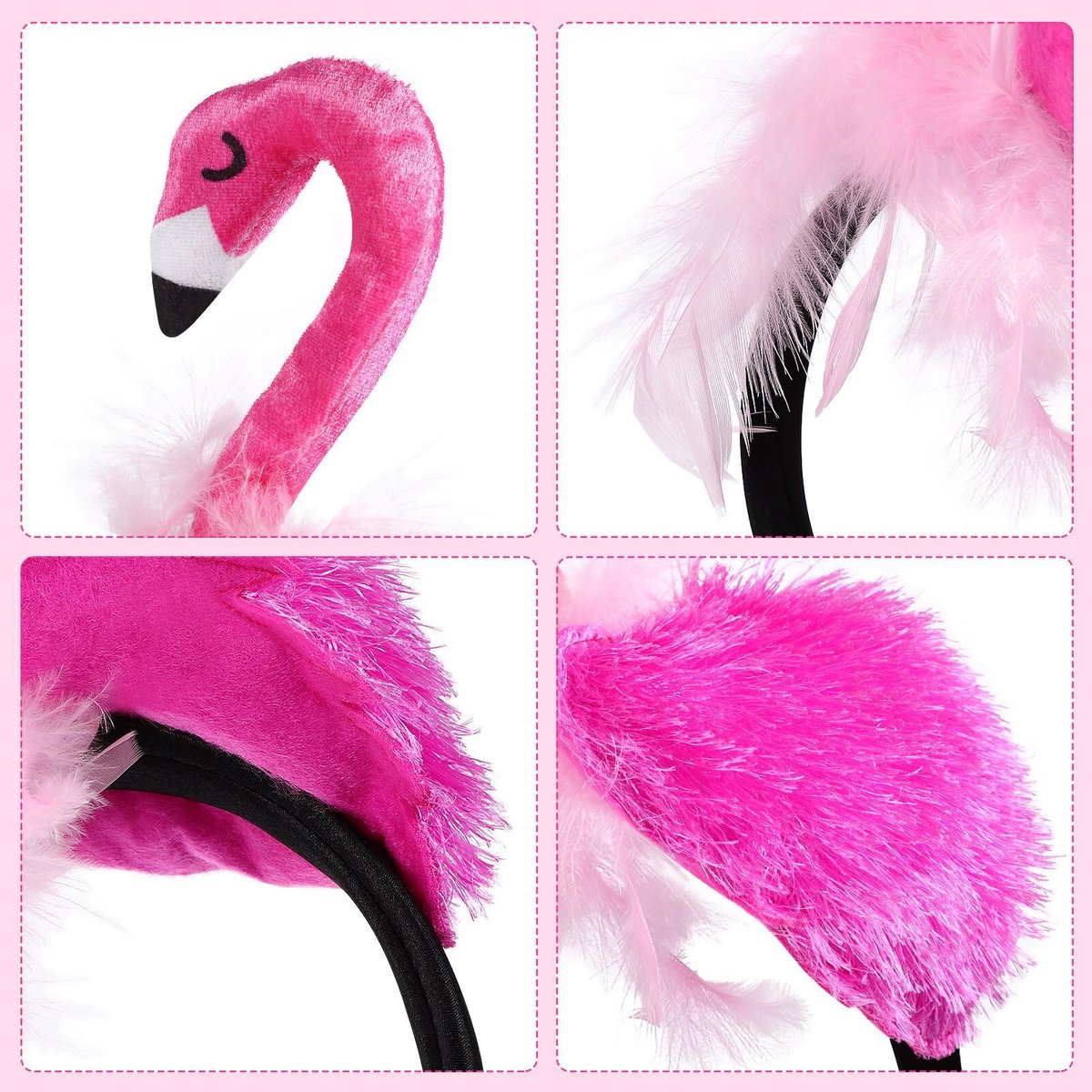 CARMELIT Creative Flamingo Hat - Pink Flamingo Headband Hair Tropical Accessories Flamingo Party Supplies Cute Flamingo Costume for Women - görsel 5