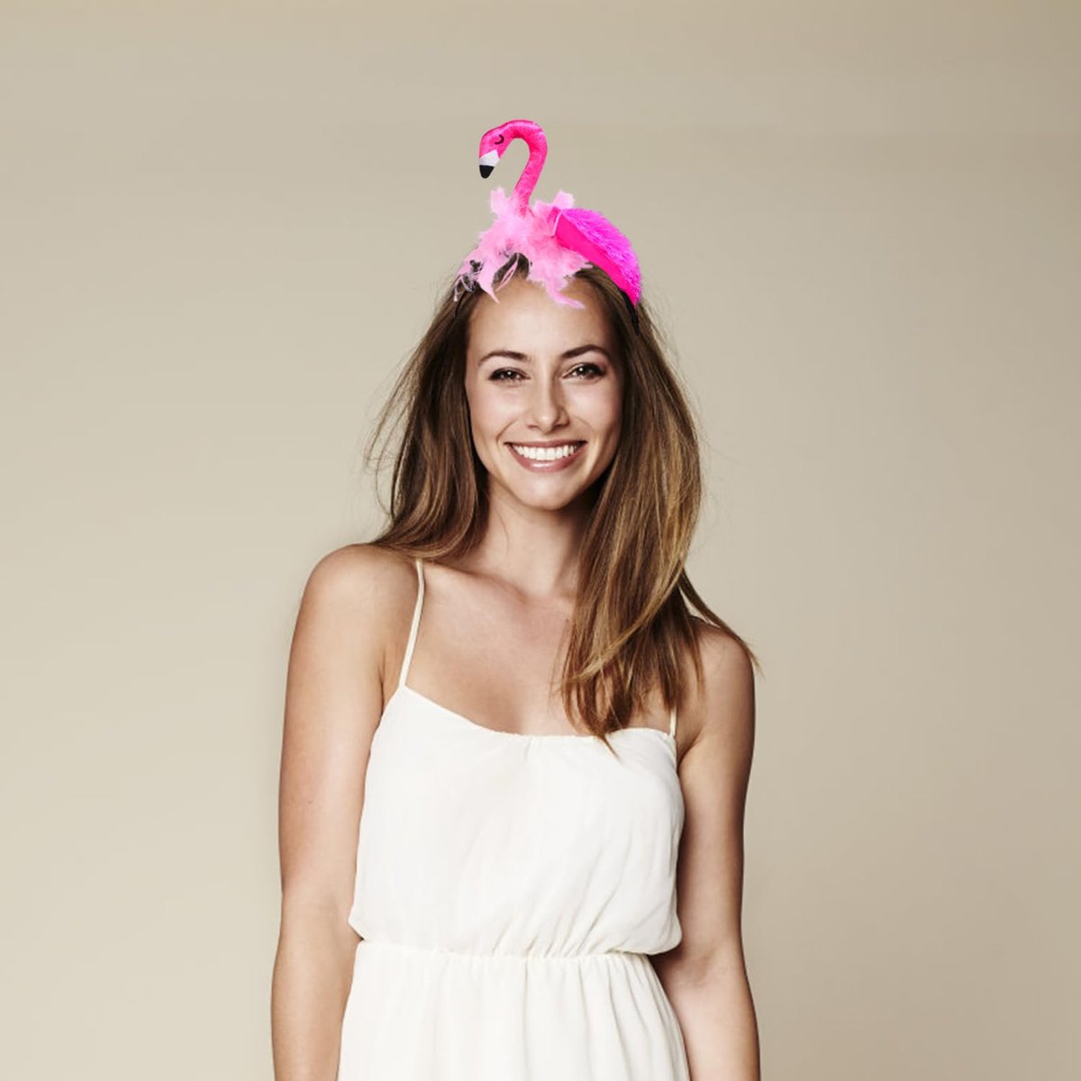 CARMELIT Creative Flamingo Hat - Pink Flamingo Headband Hair Tropical Accessories Flamingo Party Supplies Cute Flamingo Costume for Women - görsel 15