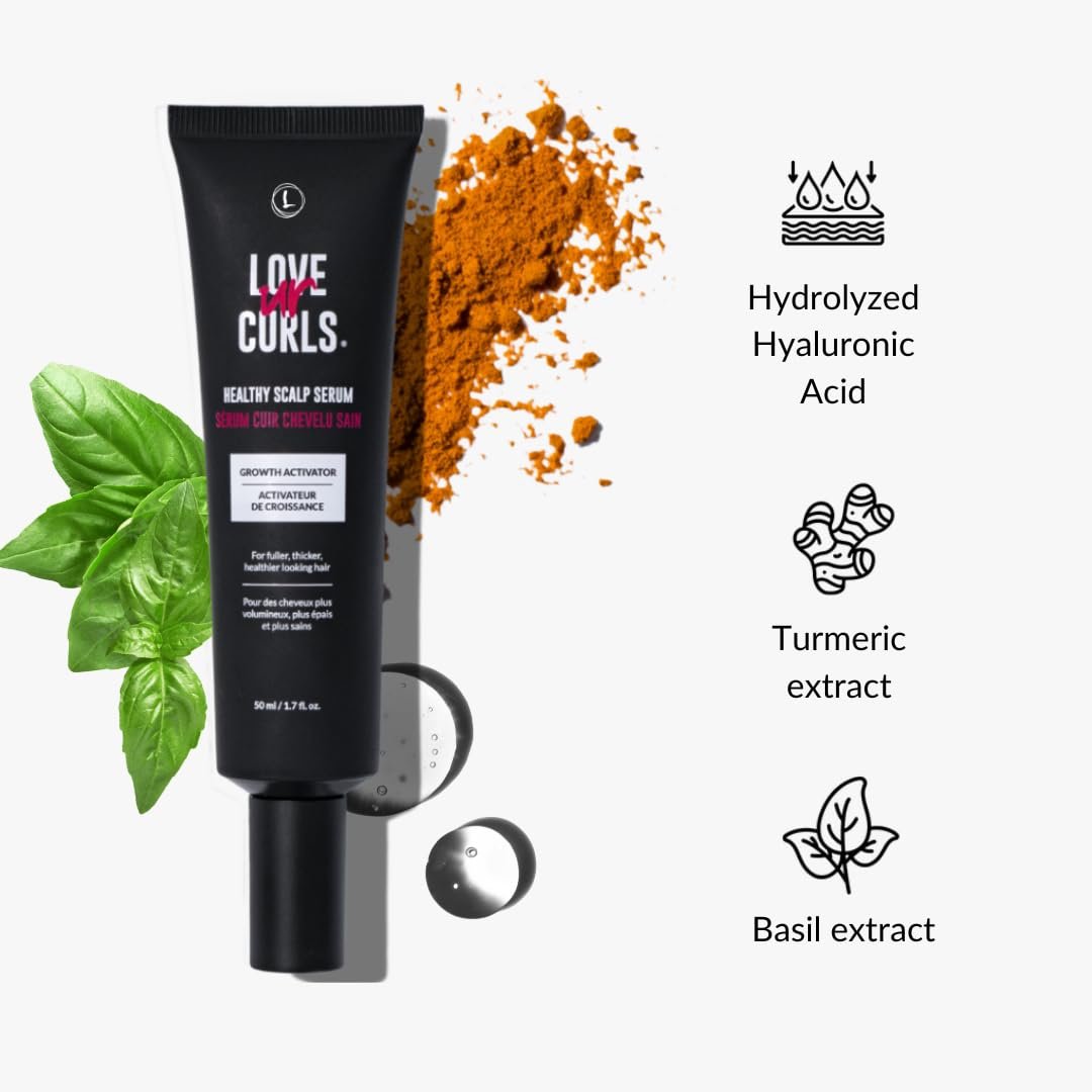 Love Ur Curls Healthy Scalp Serum – Turmeric & Basil Hair Growth Activator for Thicker, Fuller Hair, Vegan, 1.7 oz Avelisse