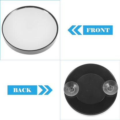 FRCOLOR 2-Pack 5X Magnifying Compact Makeup Mirror with Suction Cups – Small Round Portable Cosmetic Mirror for Bathroom Wall, Travel, and Vanity