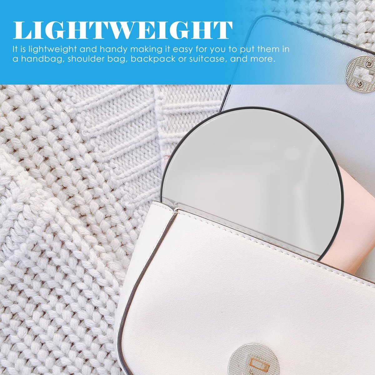 FRCOLOR 2-Pack 5X Magnifying Compact Makeup Mirror with Suction Cups – Small Round Portable Cosmetic Mirror for Bathroom Wall, Travel, and Vanity - görsel 11