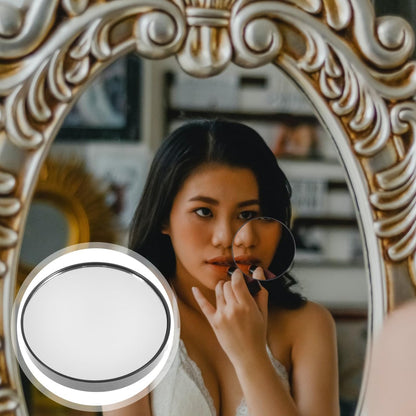 FRCOLOR 2-Pack 5X Magnifying Compact Makeup Mirror with Suction Cups – Small Round Portable Cosmetic Mirror for Bathroom Wall, Travel, and Vanity