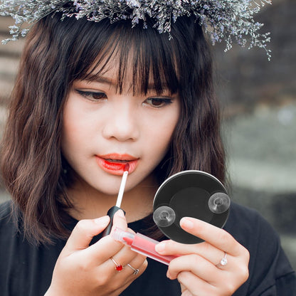 FRCOLOR 2-Pack 5X Magnifying Compact Makeup Mirror with Suction Cups – Small Round Portable Cosmetic Mirror for Bathroom Wall, Travel, and Vanity