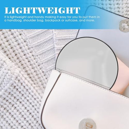 FRCOLOR 2-Pack 5X Magnifying Compact Makeup Mirror with Suction Cups – Small Round Portable Cosmetic Mirror for Bathroom Wall, Travel, and Vanity