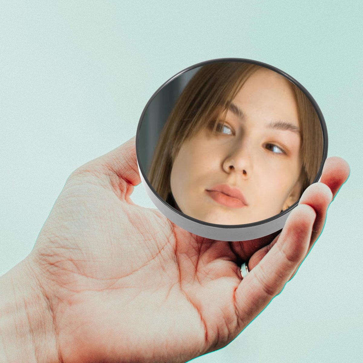 FRCOLOR 2-Pack 5X Magnifying Compact Makeup Mirror with Suction Cups – Small Round Portable Cosmetic Mirror for Bathroom Wall, Travel, and Vanity - görsel 7