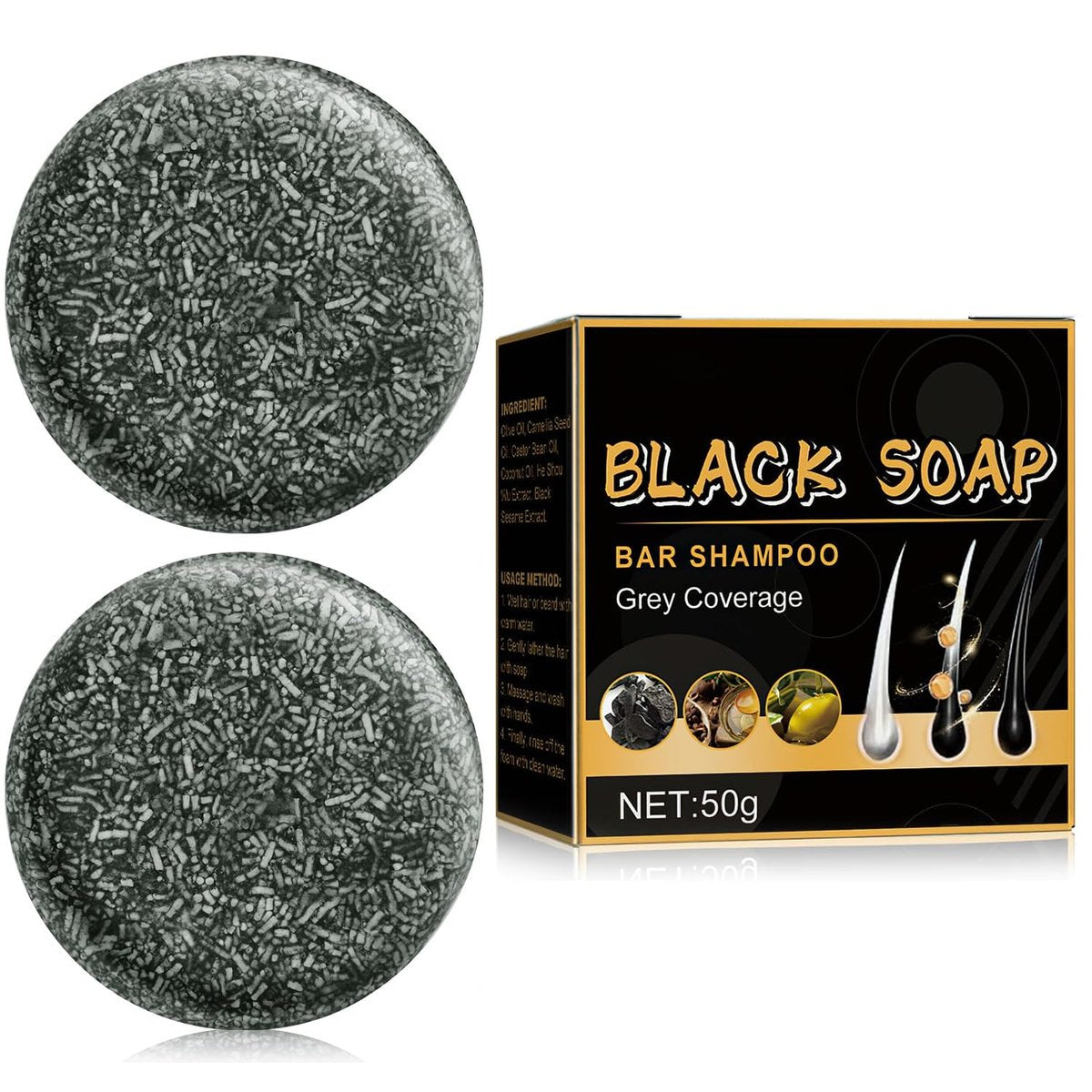 TPTAL Gray Reverse Bar - Natural Hair Darkening Shampoo Bar for Gray Hair Coverage (2-Pack) - görsel 1