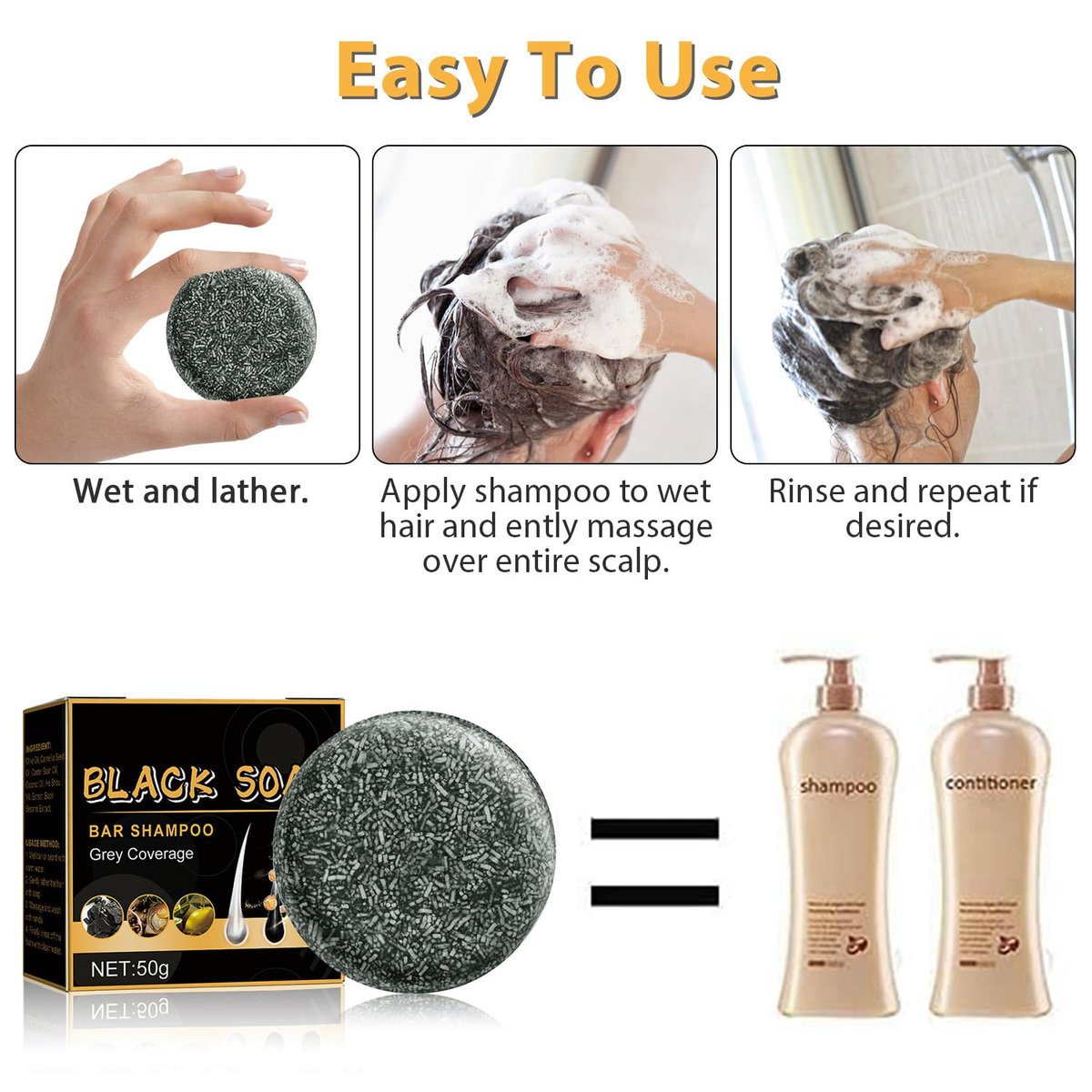 TPTAL Gray Reverse Bar - Natural Hair Darkening Shampoo Bar for Gray Hair Coverage (2-Pack) - görsel 11