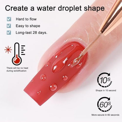 NAILKISS Water Droplet Gel Nail Polish - 15ml Rain Drop Effect Soak Off UV LED Nail Gel for Ice Dew Nail Art Design
