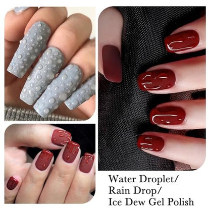 NAILKISS Water Droplet Gel Nail Polish - 15ml Rain Drop Effect Soak Off UV LED Nail Gel for Ice Dew Nail Art Design