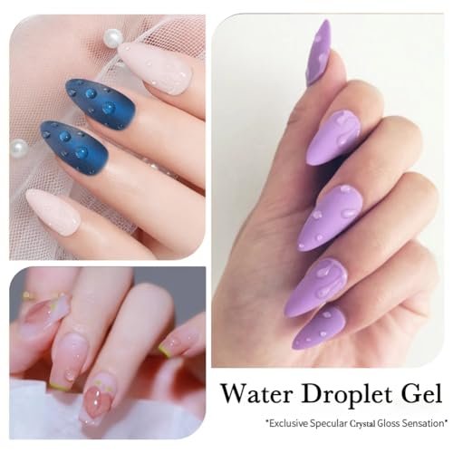 NAILKISS Water Droplet Gel Nail Polish - 15ml Rain Drop Effect Soak Off UV LED Nail Gel for Ice Dew Nail Art Design - görsel 4