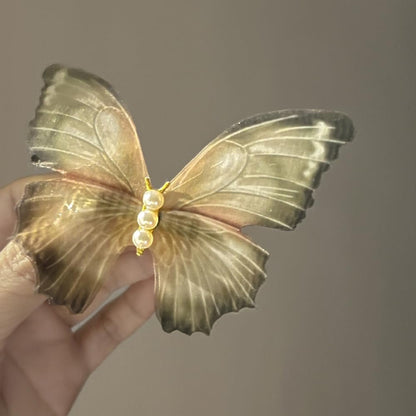 Jumwrit 2pcs Butterfly Hair Clips - Boho Big Pearl Green 3D Moving Wings Fairy Hairpin for Women Girls Avelisse