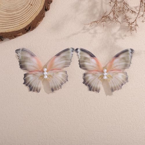 Jumwrit 2pcs Butterfly Hair Clips - Boho Big Pearl Green 3D Moving Wings Fairy Hairpin for Women Girls Avelisse