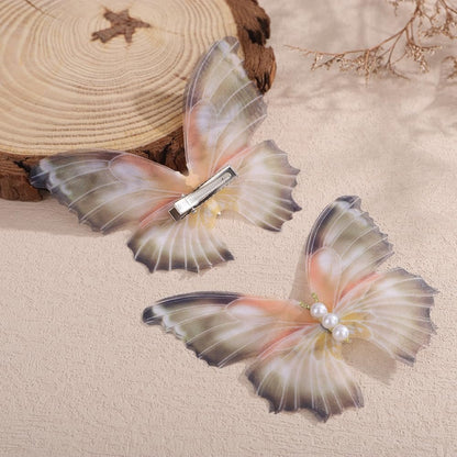 Jumwrit 2pcs Butterfly Hair Clips - Boho Big Pearl Green 3D Moving Wings Fairy Hairpin for Women Girls Avelisse