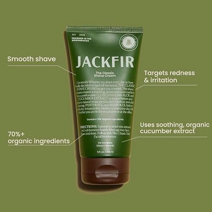 Jackfir The Classic Shave Cream – Smooth Natural Shaving Cream for Men with Hydrating Aloe & Cucumber Extract, EWG Verified, Organic Ingredients, Calms Dry Irritated Skin, 5 Fl Oz Avelisse