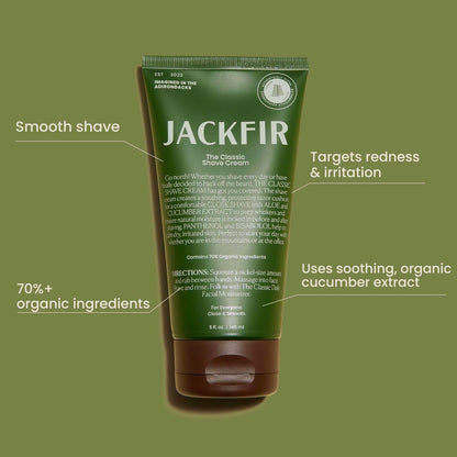 Jackfir The Classic Shave Cream – Smooth Natural Shaving Cream for Men with Hydrating Aloe & Cucumber Extract, EWG Verified, Organic Ingredients, Calms Dry Irritated Skin, 5 Fl Oz Avelisse