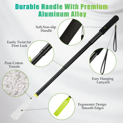 LYIGEOL Toe Cleaning Brush with Reusable Drying Covers – Extendable Aluminum Foot Scrubber for Seniors, Elderly, and Disabled Avelisse